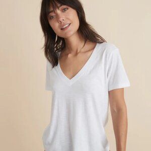 Marine Layer Boyfriend V-Neck White Size Small